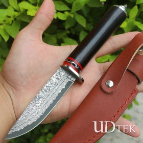 Precious ebony Damascus handmade knife UD210484